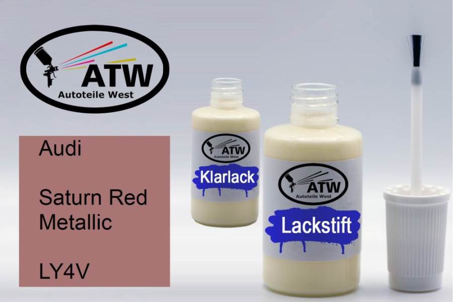 Audi, Saturn Red Metallic, LY4V: 20ml Lackstift + 20ml Klarlack - Set, von ATW Autoteile West.